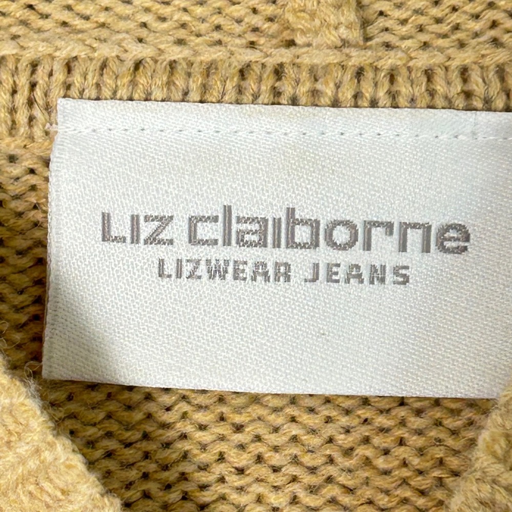 Liz Claiborne Womens Medium Tan Argyle Knit 1/4 Zip Hoodie Sweater - Picture 4 of 9